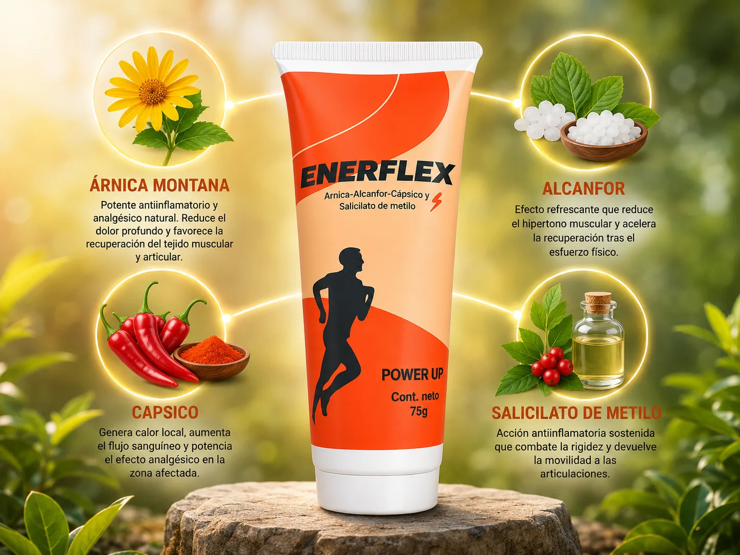 Hombre aplicando Enerflex en el codo