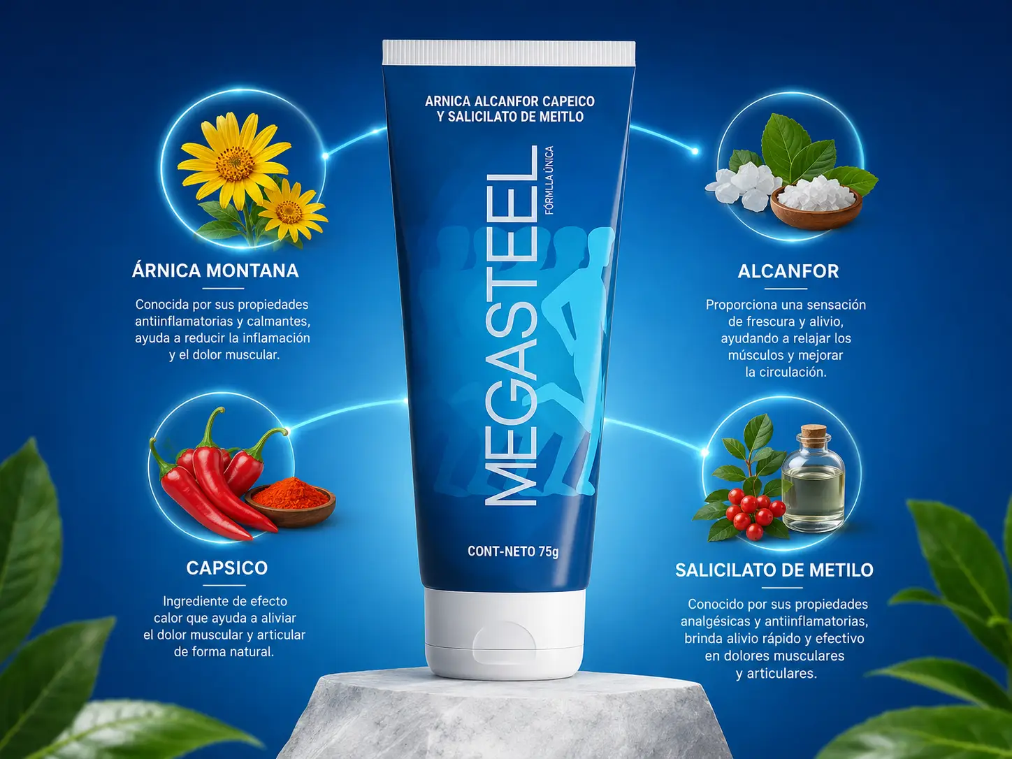 Joven aplicando crema Megasteel