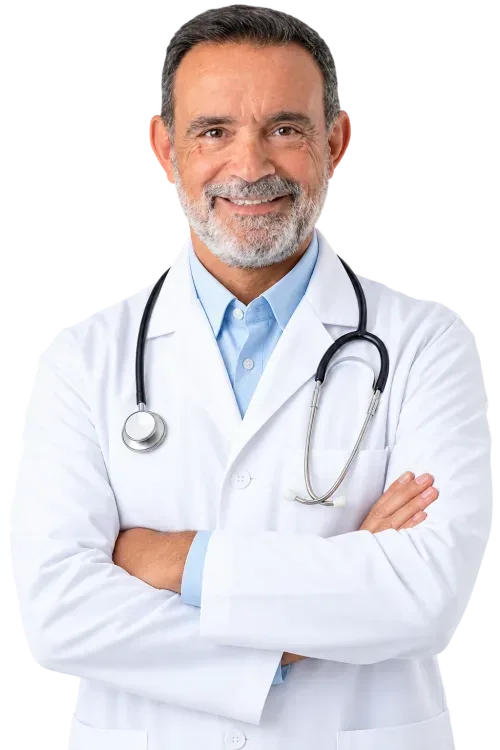Doctor con estetoscopio recomienda Megasteel