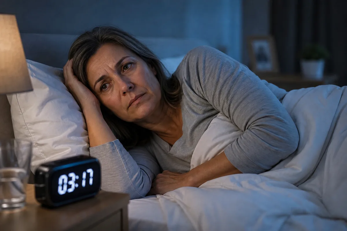 Mujer despierta durante la noche mientras intenta descansar