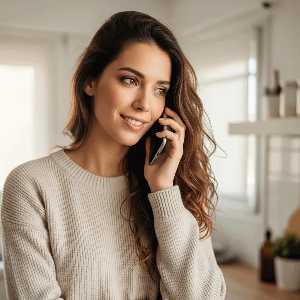 Persona coordinando su pedido por teléfono